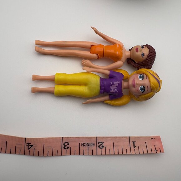Polly Pocket Dolls 3.5" Blonde Pigtails and Short Brunette Hair Duo (SKU: 76TO) - Picture 6 of 6